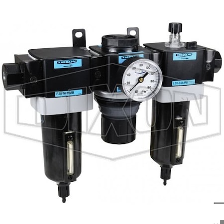 Dixon Wilkerson by Standard Combination Unit with Sight Glass, 1/2 in NPT/BSPP-G Port, 175 SCFM Flow Rate C28-04MMB